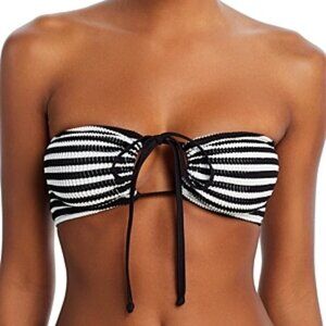 Cleonie Cottlesloe Striped Convertible Swim Bikini Top Size S Black White